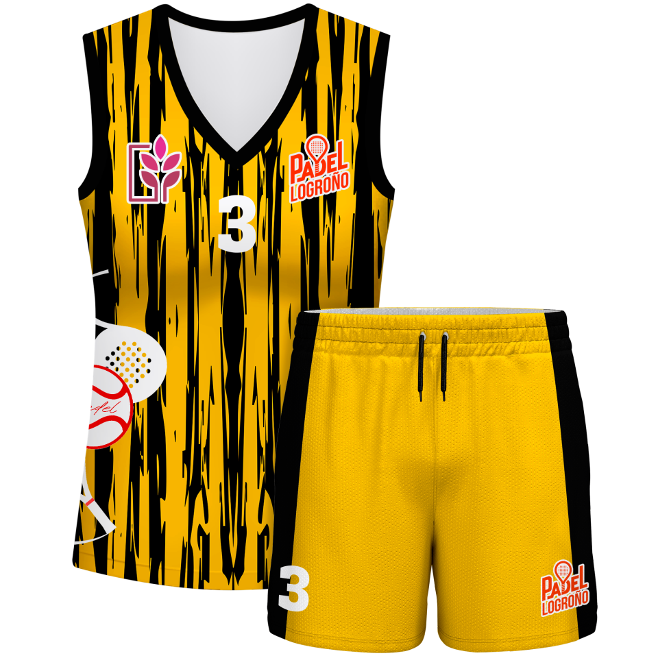 Conjunto pádel mujer sin mangas sublimado modelo rayado