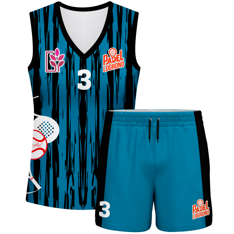 Conjunto pádel mujer sin mangas sublimado modelo rayado