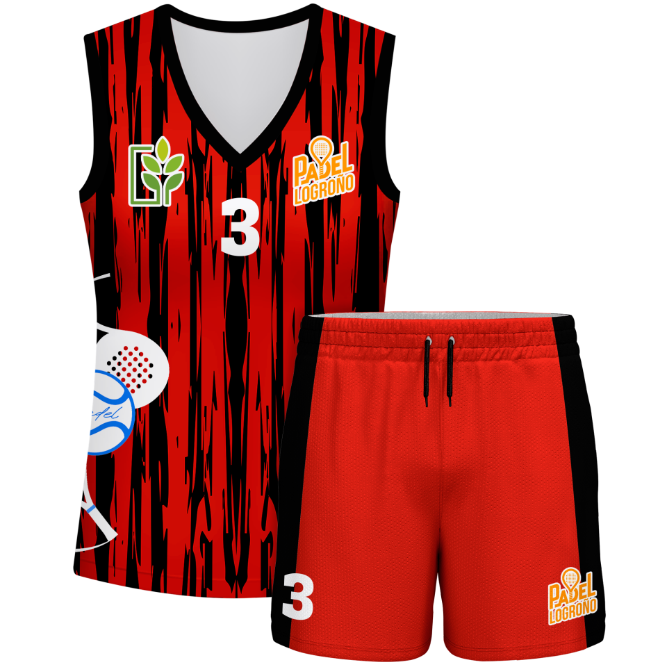 Conjunto pádel mujer sin mangas sublimado modelo rayado