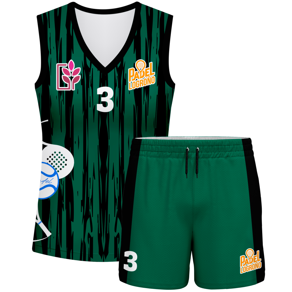 Conjunto pádel mujer sin mangas sublimado modelo rayado