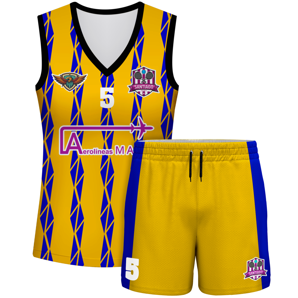 Conjunto pádel mujer sin mangas sublimado modelo bandas