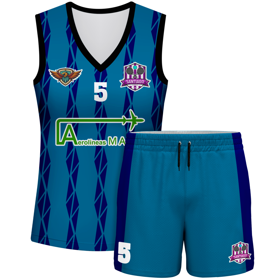 Conjunto pádel mujer sin mangas sublimado modelo bandas