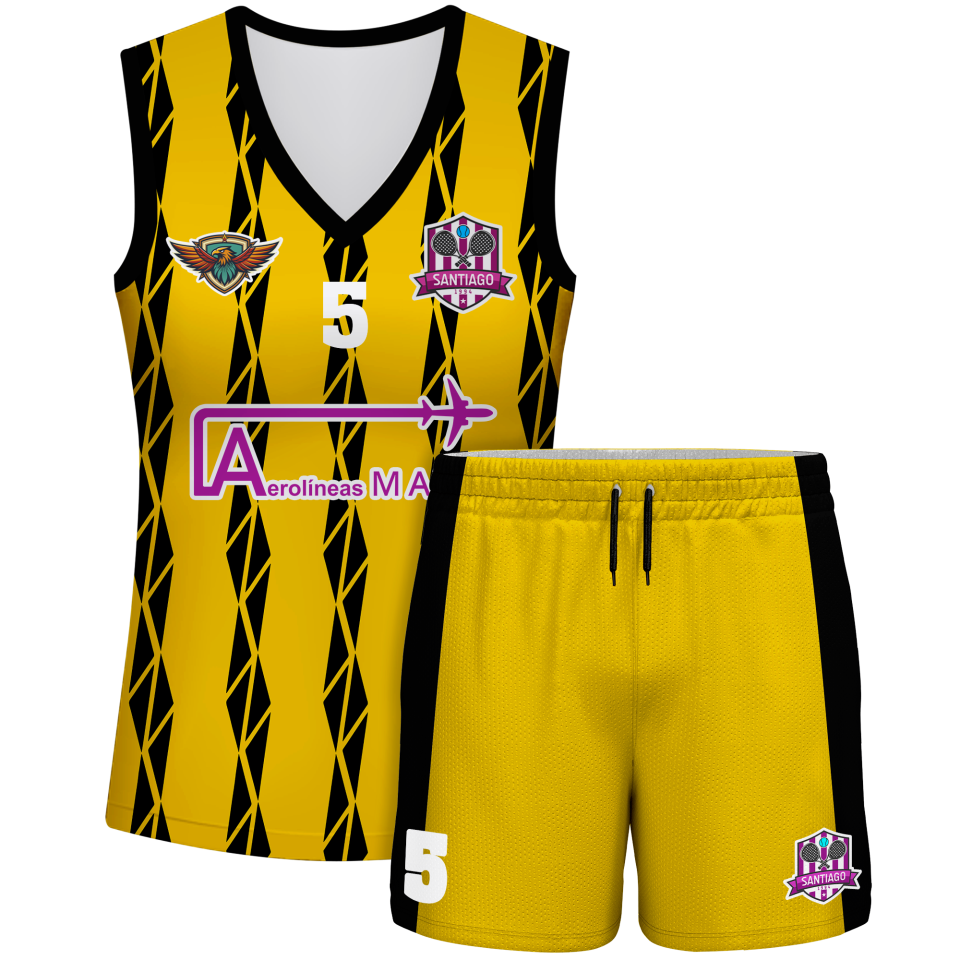 Conjunto pádel mujer sin mangas sublimado modelo bandas