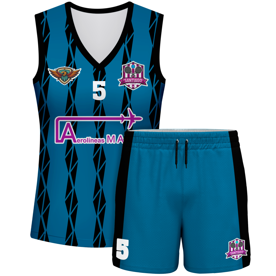 Conjunto pádel mujer sin mangas sublimado modelo bandas