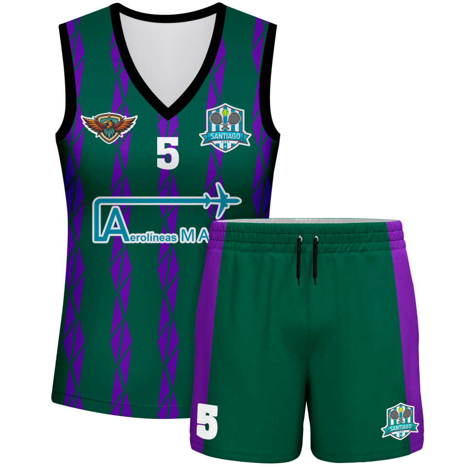 Conjunto pádel mujer sin mangas sublimado modelo bandas