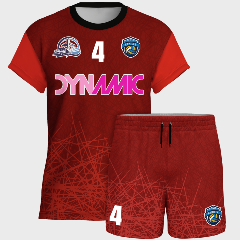 Conjunto voley manga corta sublimado modelo líneas