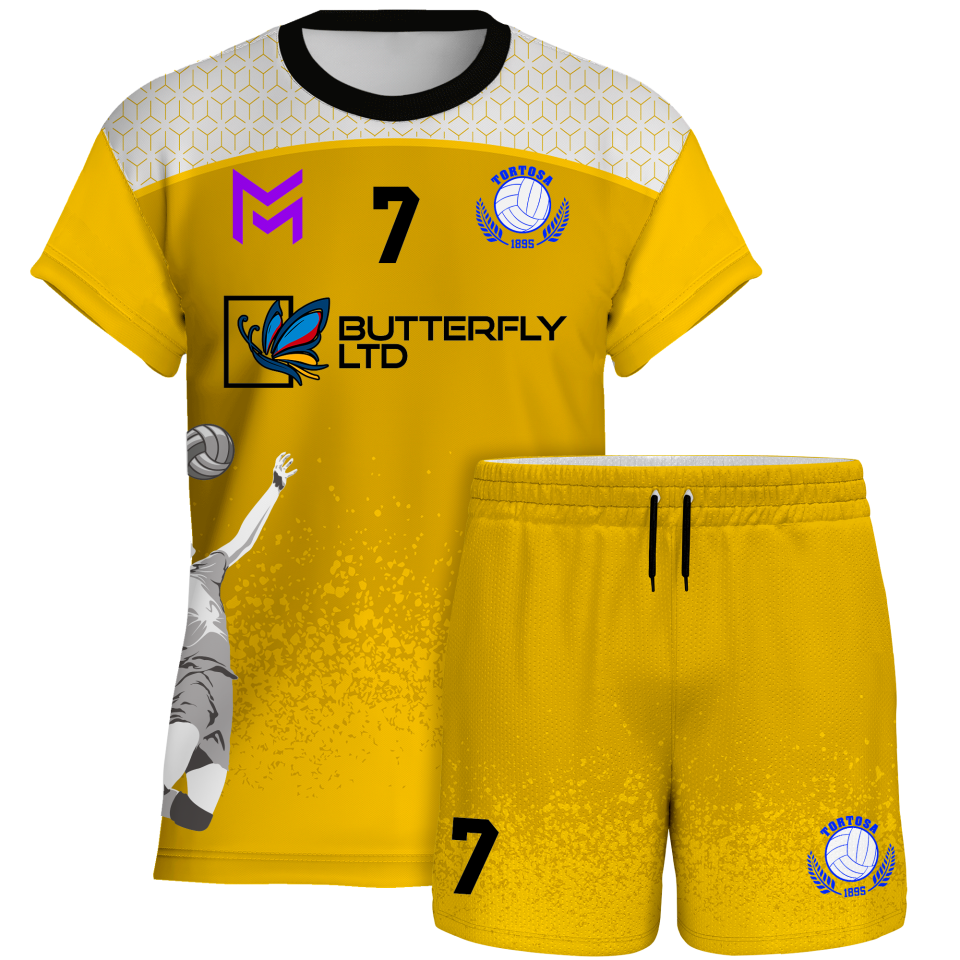 Conjunto voley manga corta sublimado modelo corte