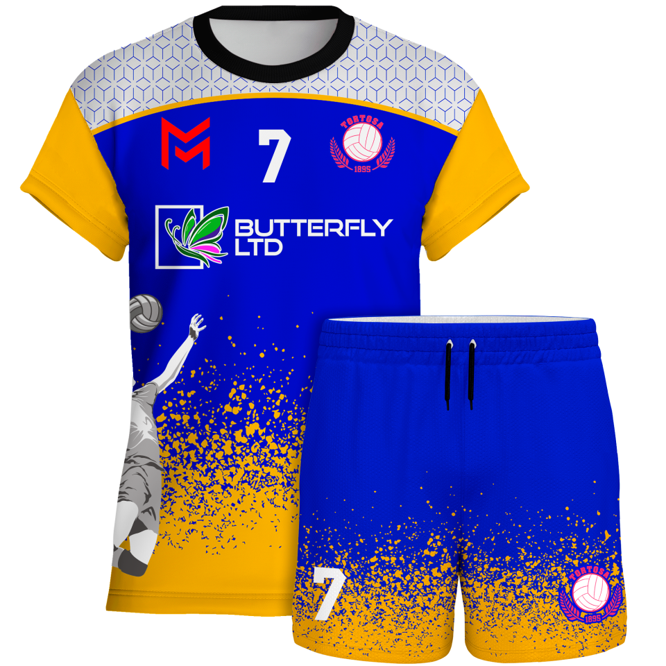 Conjunto voley manga corta sublimado modelo corte