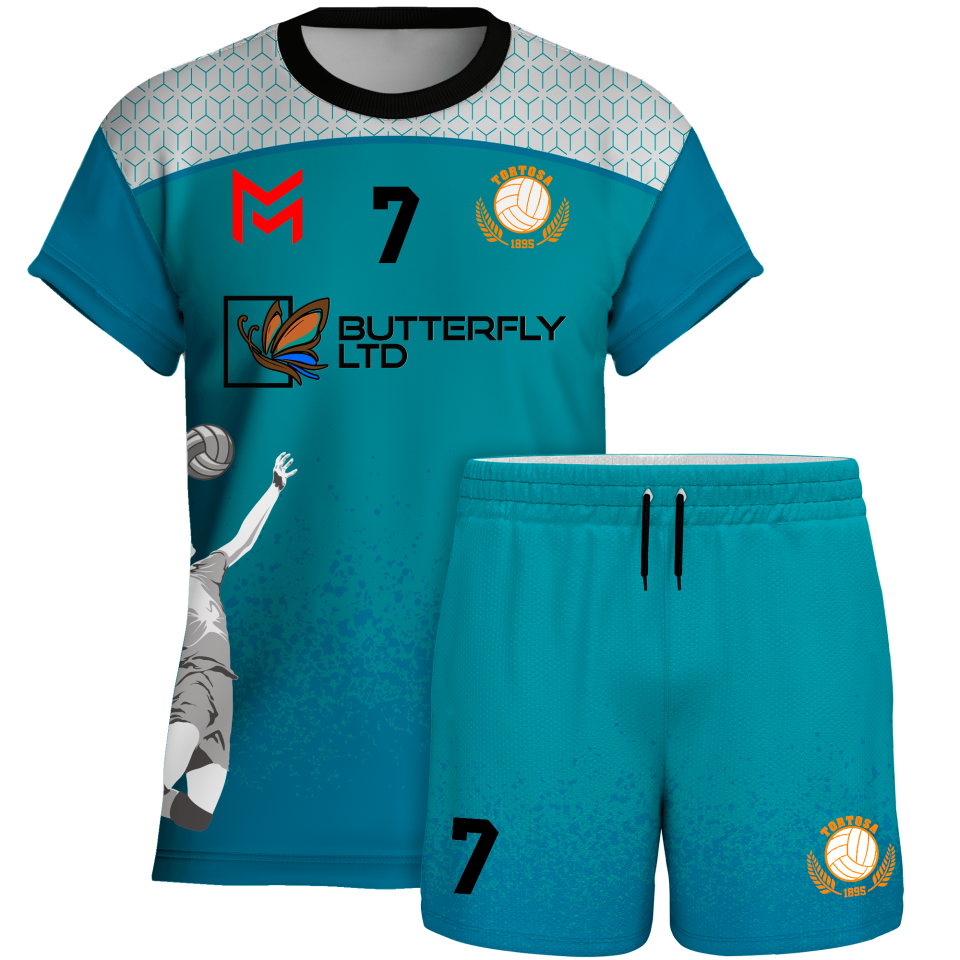 Conjunto voley manga corta sublimado modelo corte