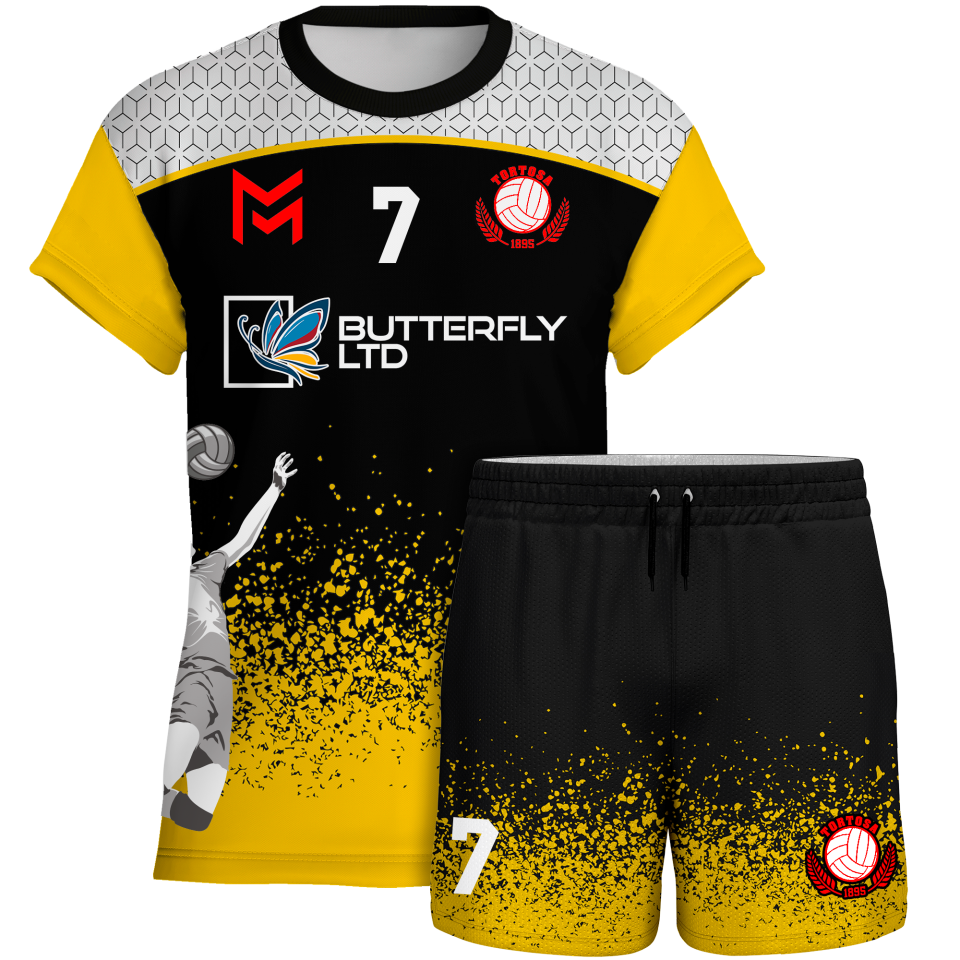 Conjunto voley manga corta sublimado modelo corte