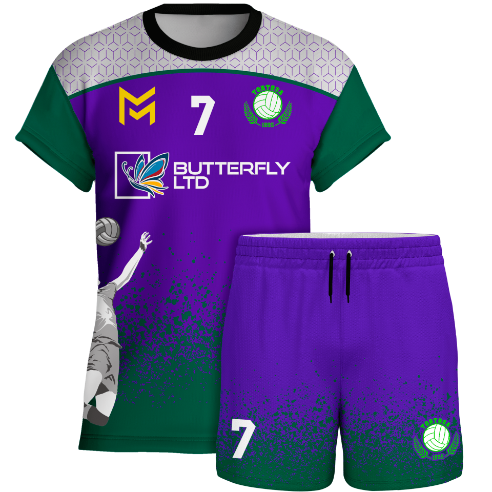 Conjunto voley manga corta sublimado modelo corte