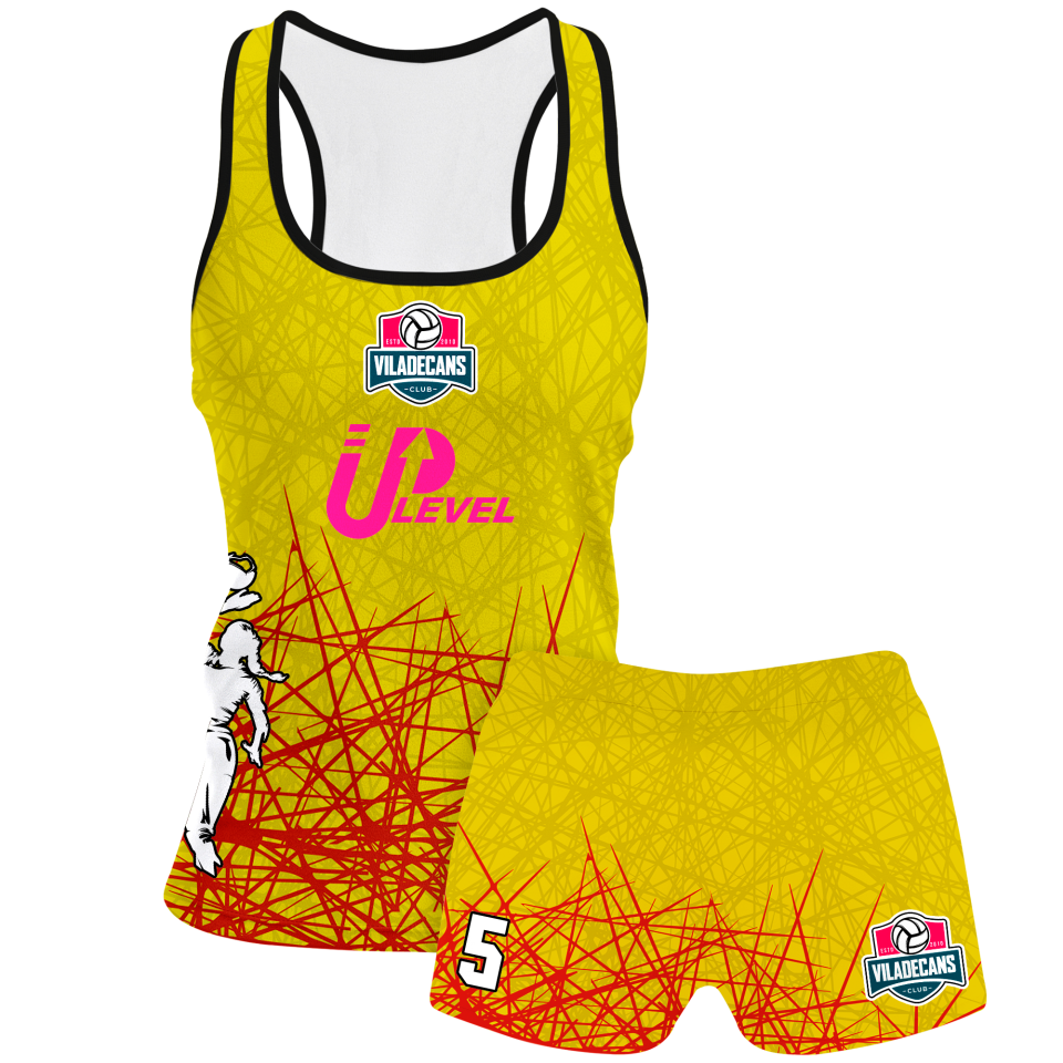 Conjunto voley mujer tirantes sublimado modelo líneas