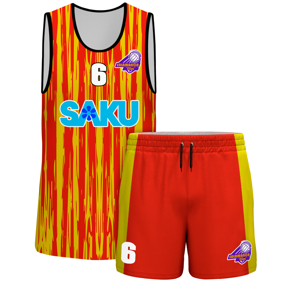 Conjunto voley sin mangas sublimado modelo rayado