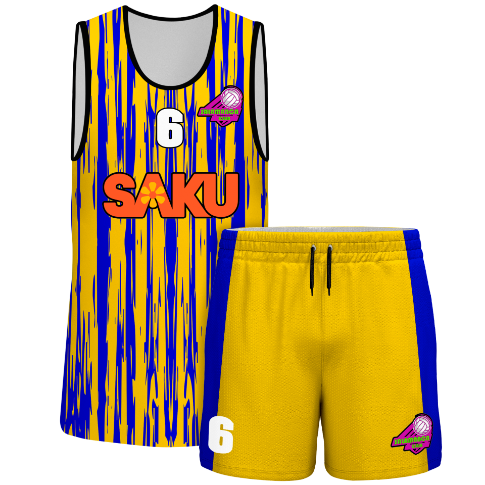 Conjunto voley sin mangas sublimado modelo rayado