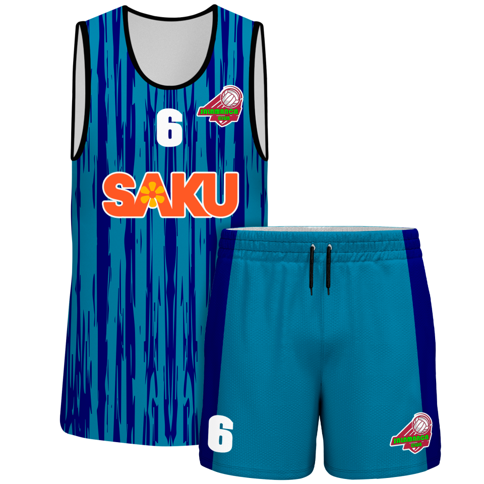 Conjunto voley sin mangas sublimado modelo rayado