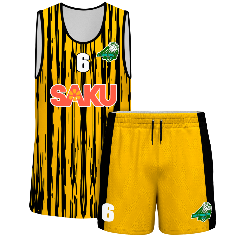 Conjunto voley sin mangas sublimado modelo rayado