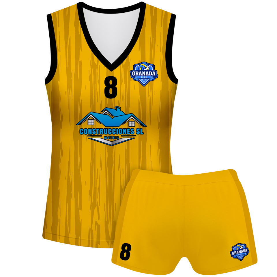 Conjunto voley mujer sin mangas sublimado modelo rayado