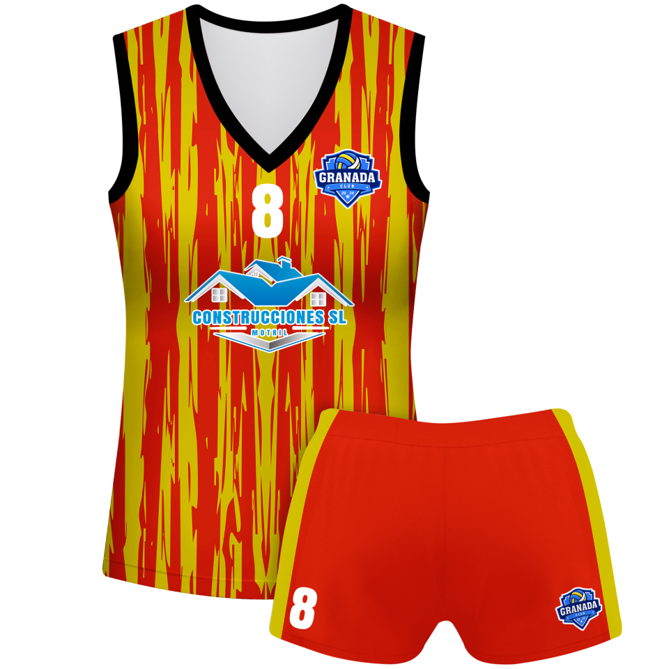 Conjunto voley mujer sin mangas sublimado modelo rayado