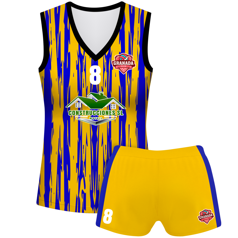 Conjunto voley mujer sin mangas sublimado modelo rayado