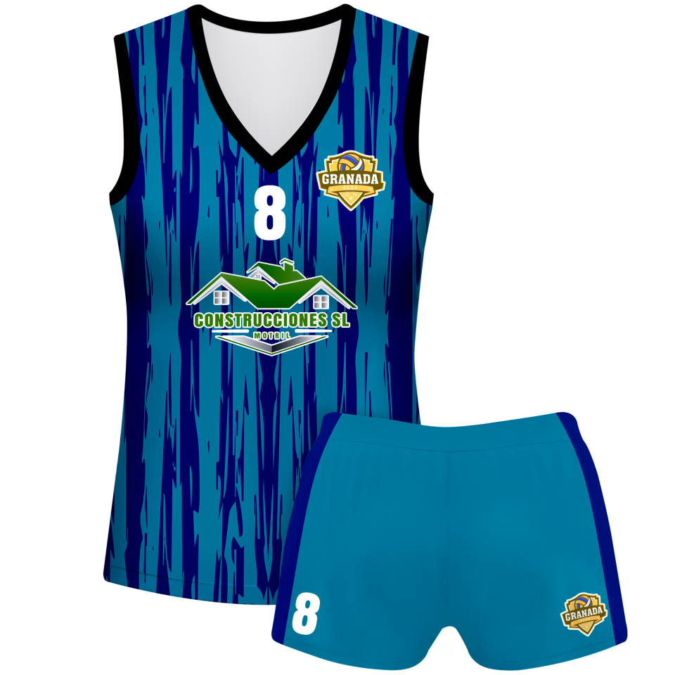 Conjunto voley mujer sin mangas sublimado modelo rayado