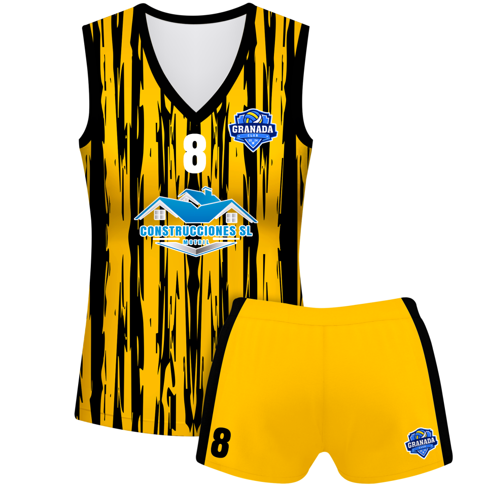 Conjunto voley mujer sin mangas sublimado modelo rayado