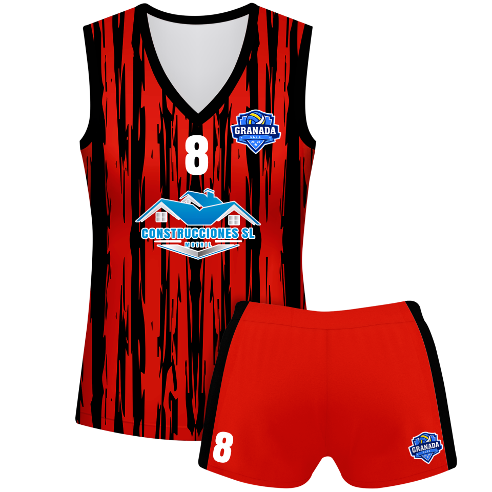 Conjunto voley mujer sin mangas sublimado modelo rayado