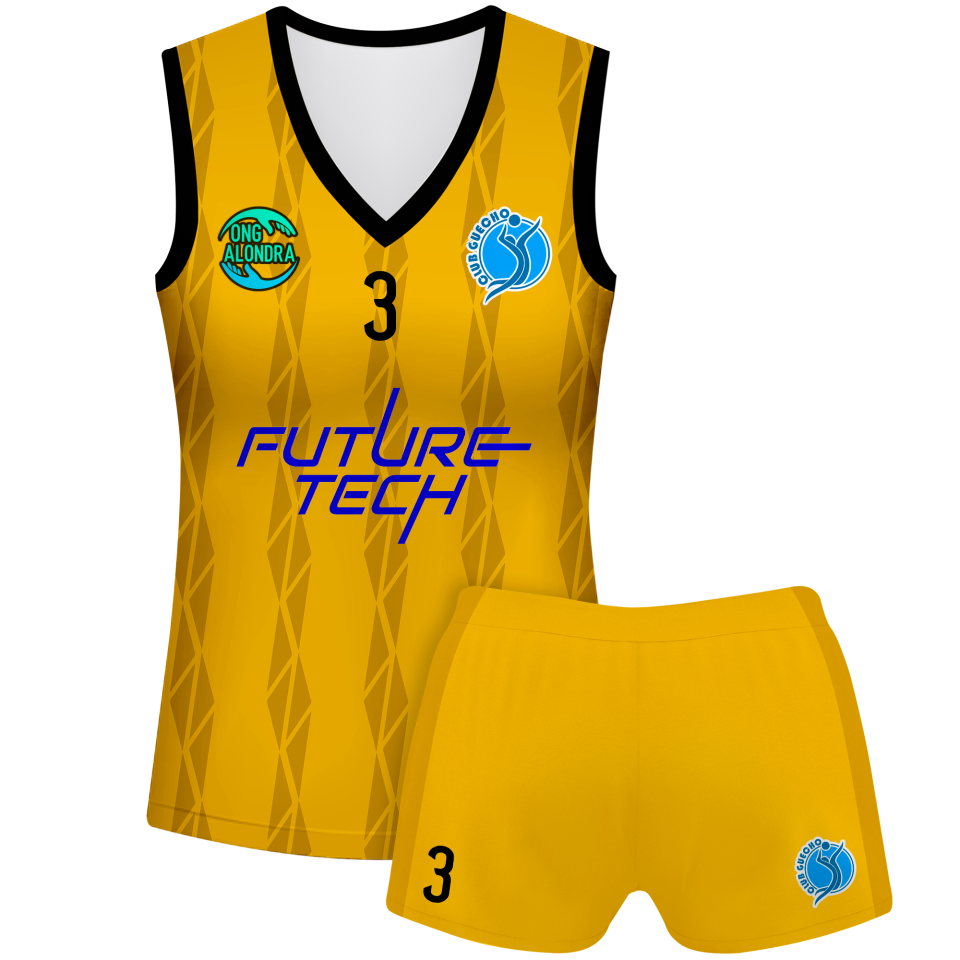 Conjunto voley mujer sin mangas sublimado modelo bandas