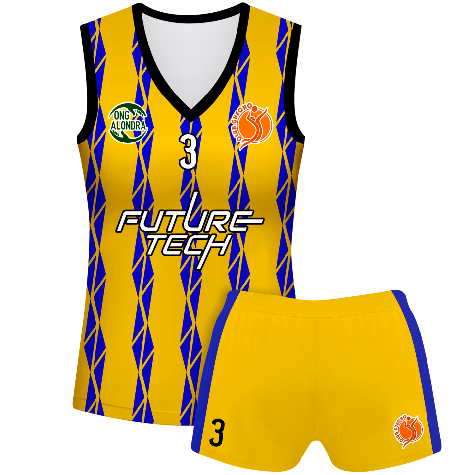 Conjunto voley mujer sin mangas sublimado modelo bandas