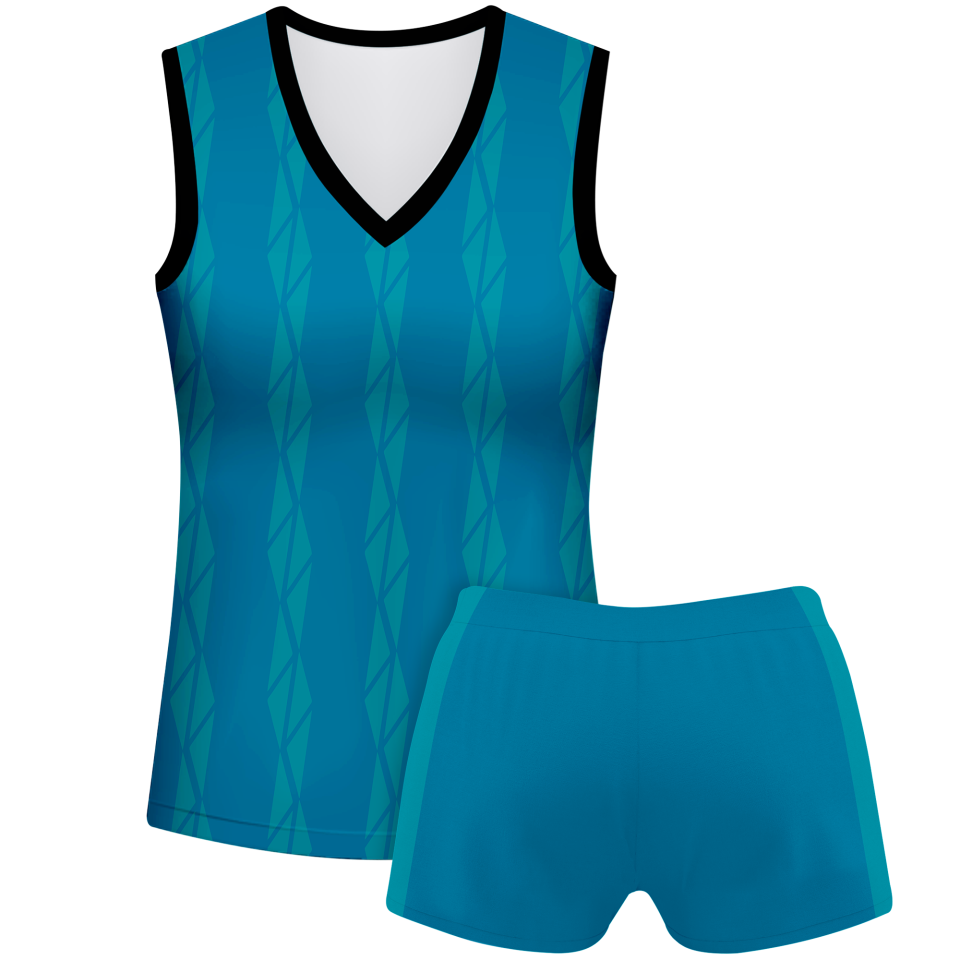 Conjunto voley mujer sin mangas sublimado modelo bandas