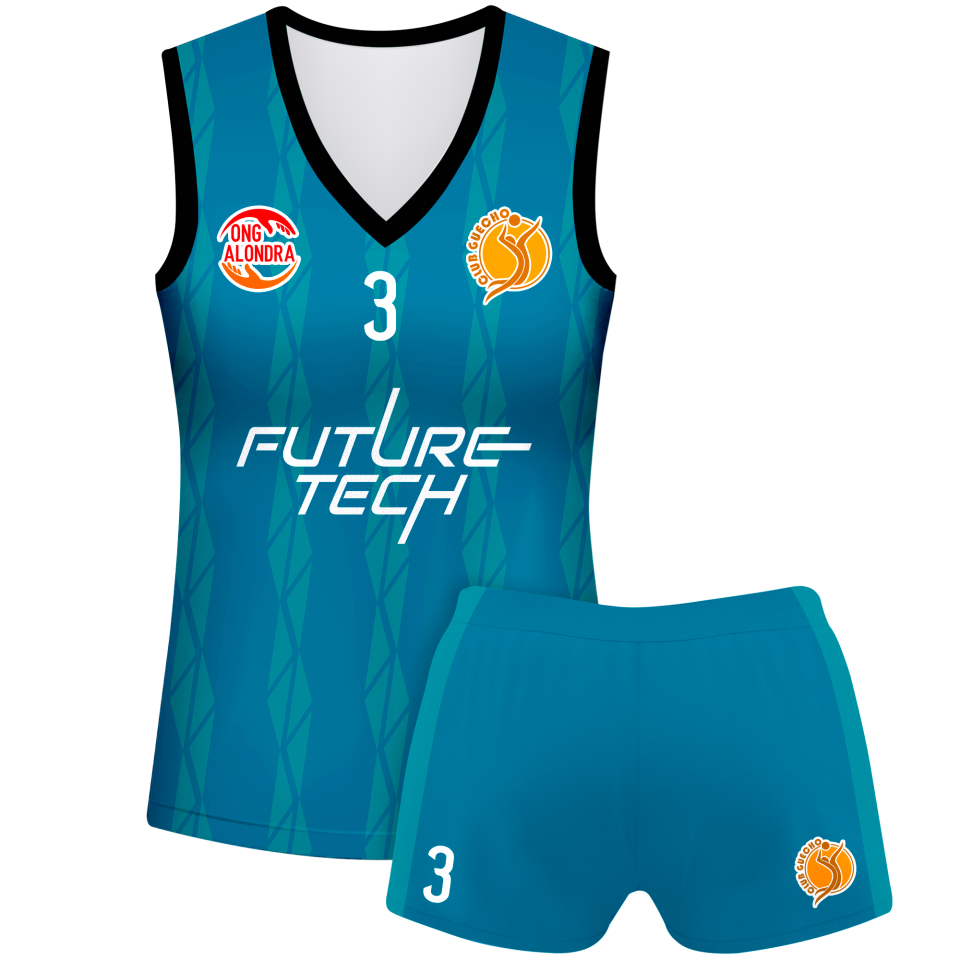 Conjunto voley mujer sin mangas sublimado modelo bandas