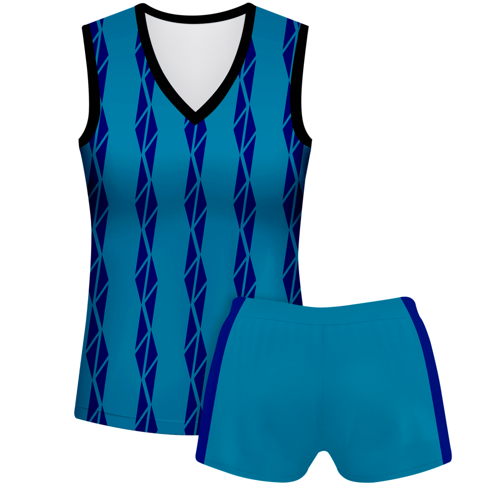 Conjunto voley mujer sin mangas sublimado modelo bandas