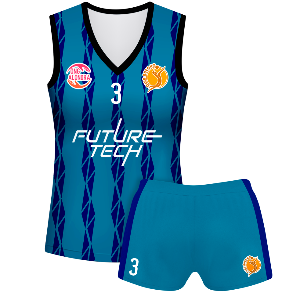 Conjunto voley mujer sin mangas sublimado modelo bandas