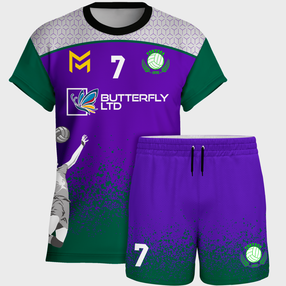 Conjunto voley manga corta sublimado modelo corte