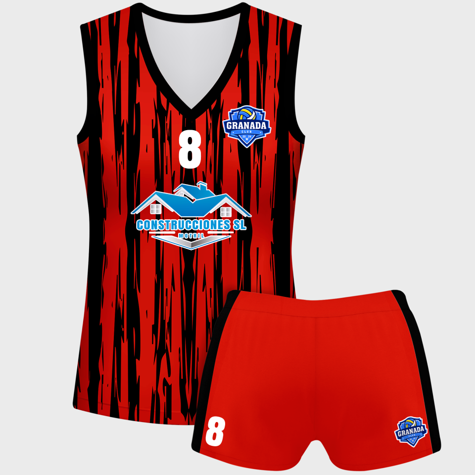 Conjunto voley mujer sin mangas sublimado modelo rayado