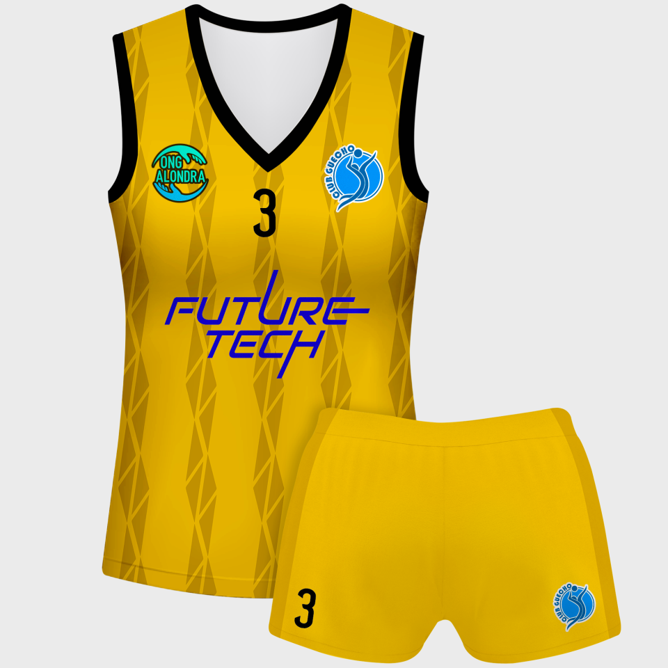 Conjunto voley mujer sin mangas sublimado modelo bandas