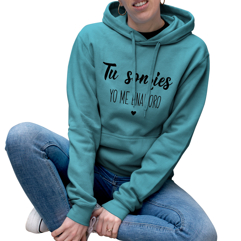 Sudadera mujer con capucha Tu Sonríes Yo Me Enamoro