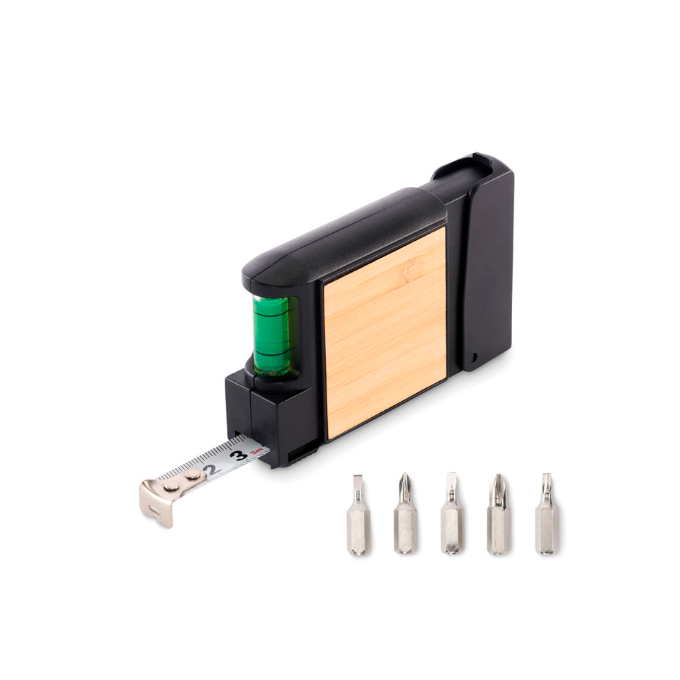 Cinta métrica personalizada con nivel y destornillador