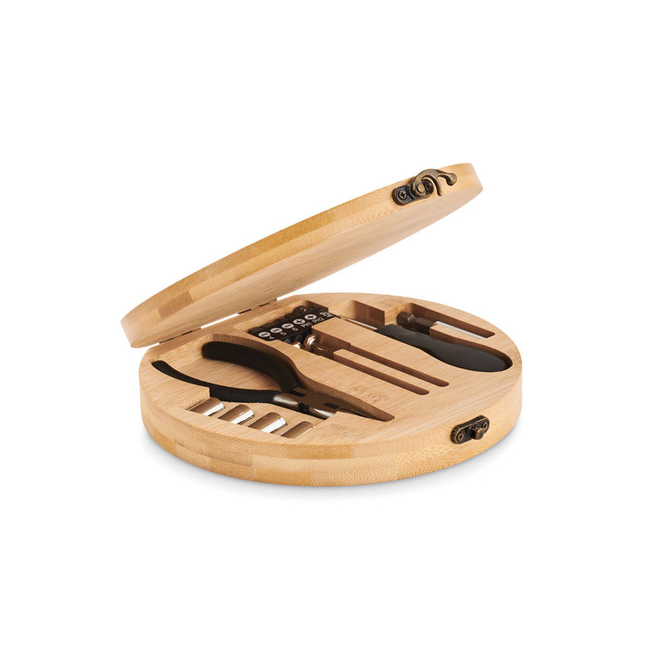 Set de herramientas con caja de bambú personalizada