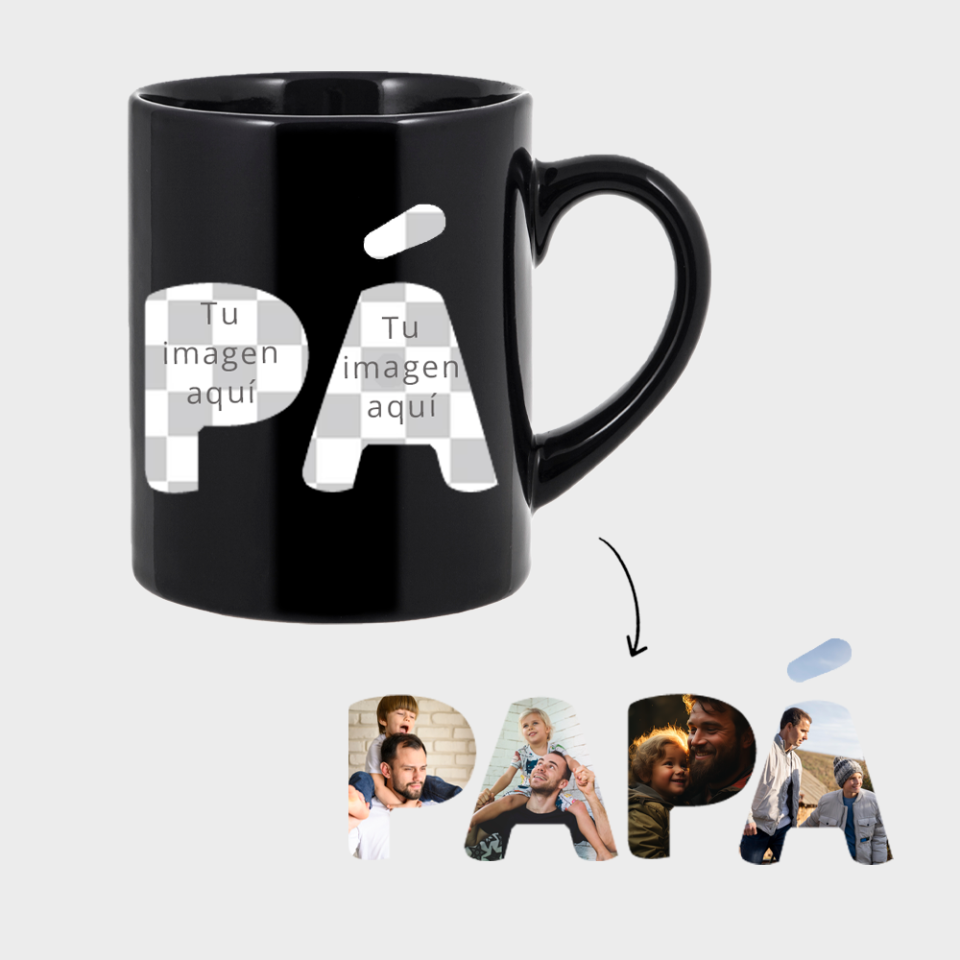 Taza negra para el día del padre diseño Papá