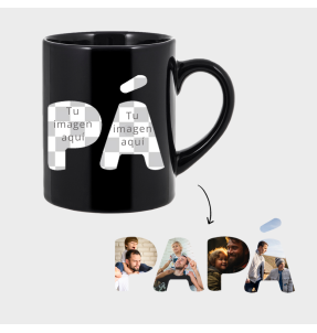 Taza negra para el día del padre diseño Papá
