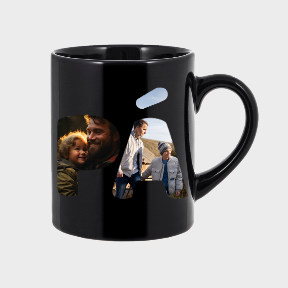 Taza negra para el día del padre diseño Papá