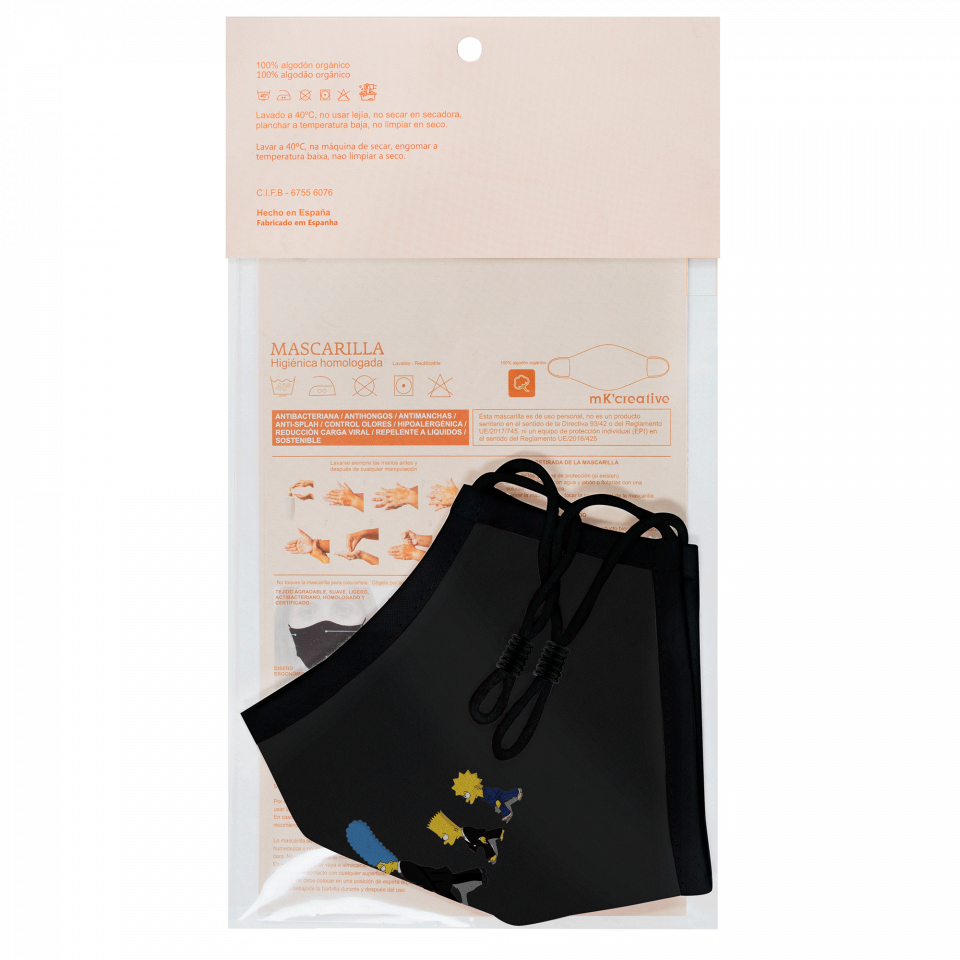 Mascarilla algodón orgánico reversible mediana rojo y negra homologada con protección +90% personalizada