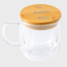 Taza de cristal con tapa personalizada