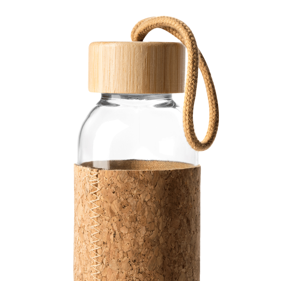 Botella de cristal con funda de corcho 500 ml personalizada