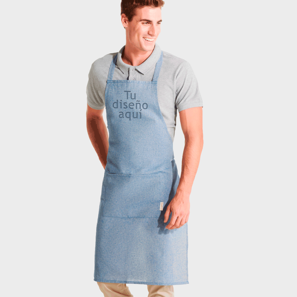 Delantal largo de algodón reciclado personalizado