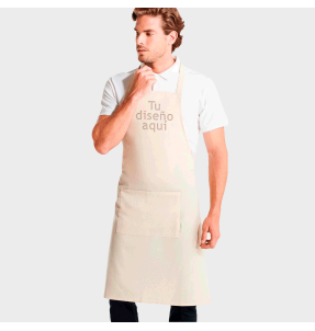Delantal largo color crudo algodón orgánico personalizado