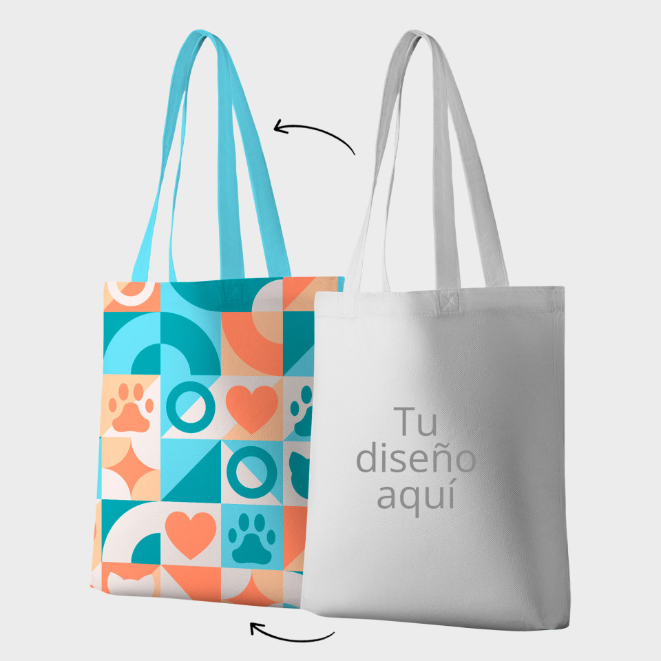 Bolsa tote bag asas largas 100% fullprint personalizada