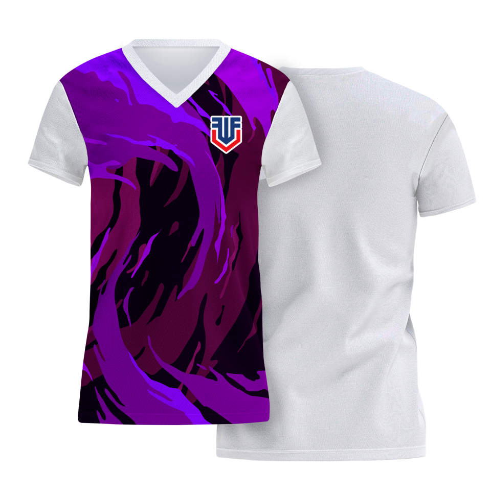 Camiseta multideporte cuello pico de mujer fullprint por delante personalizada