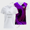 Camiseta multideporte cuello pico de mujer fullprint por delante personalizada