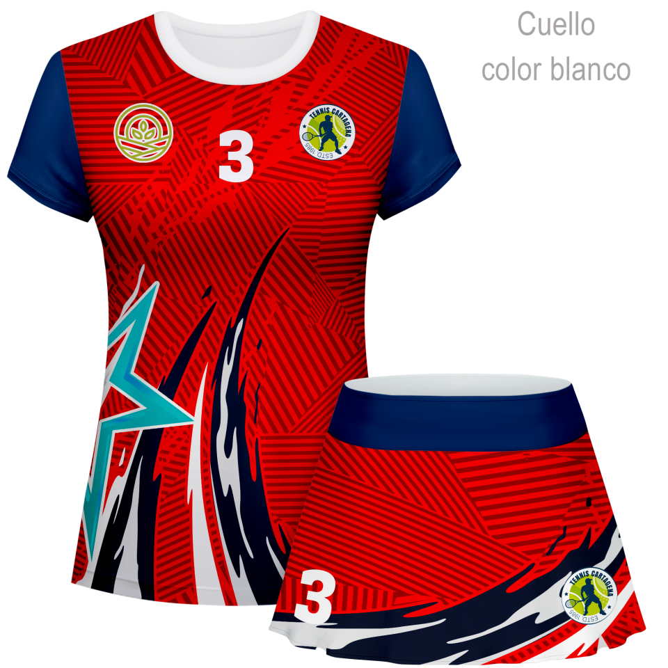 Conjunto de mujer pádel manga corta 100% fullprint personalizado